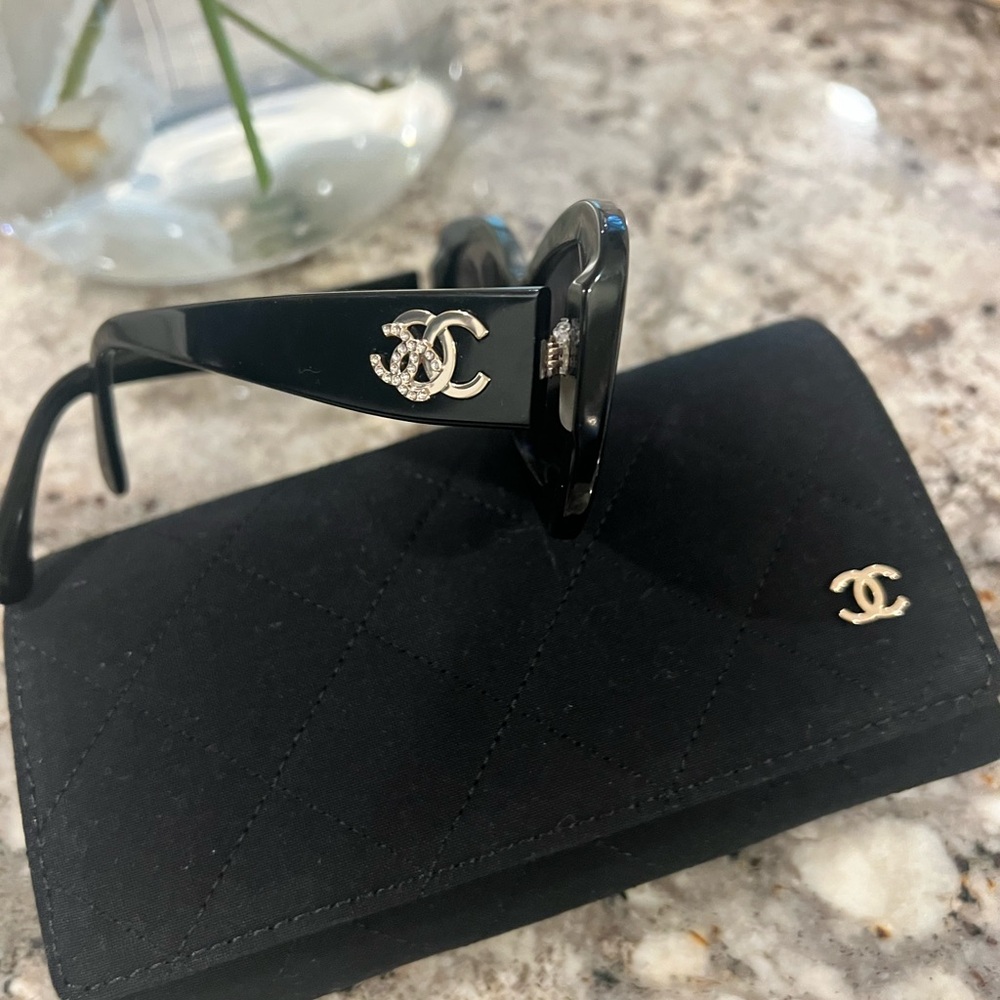 Chanel Black Sunglasses with Silver Accents